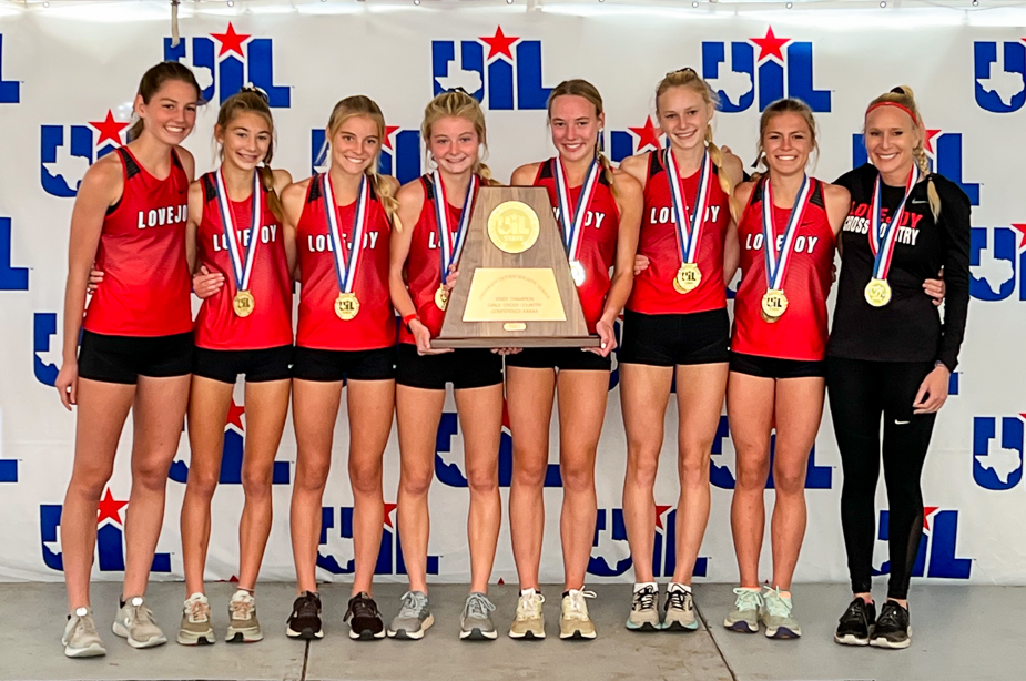 Lovejoy Girls receiving the 5A State Championship Trophy