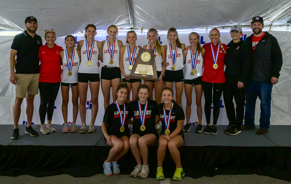 Lovejoy girls and coaches on the podium