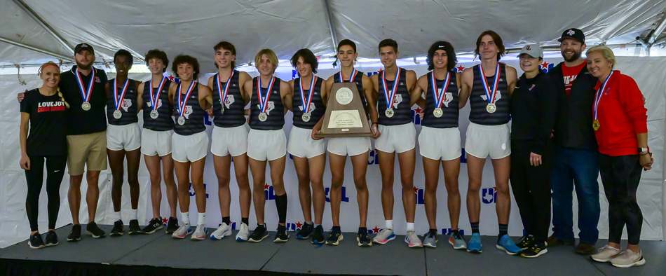 Lovejoy boys and coaches on the podium