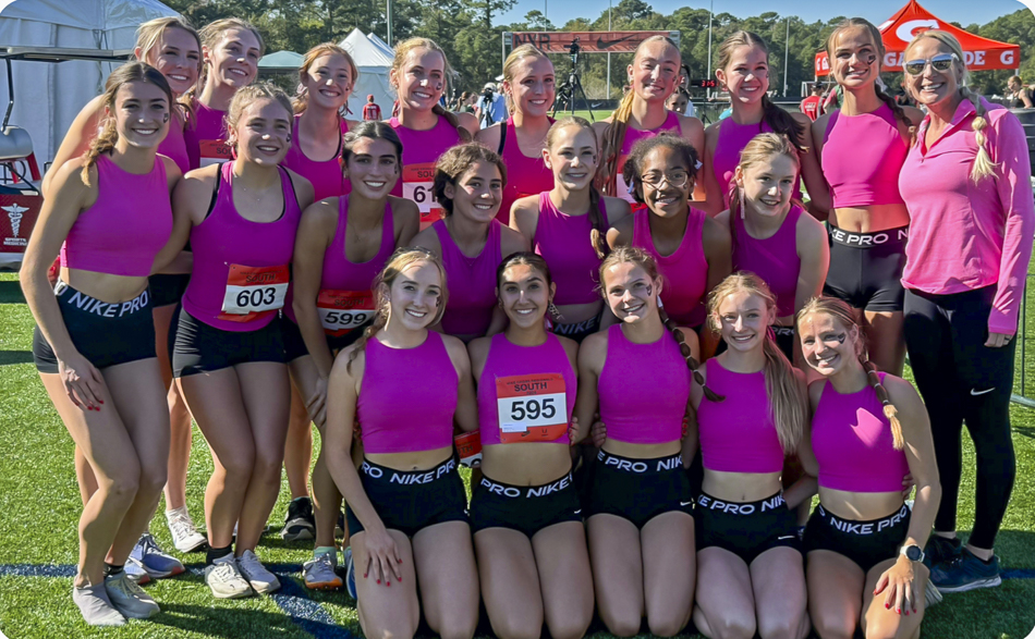 the Lovejoy XC girls runners at the NXR South